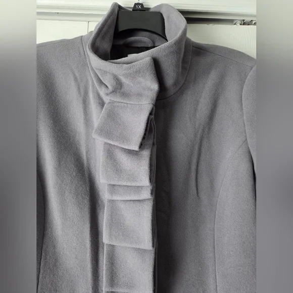 NWOT Garnet Hill Gray Ribbon Candy Ruffle Front Wool Coat Size 18 - Picture 8 of 16